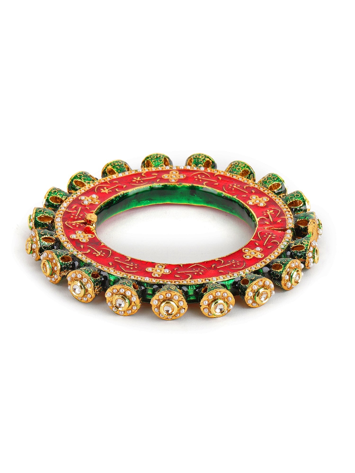 Meenakari Handcrafted Heavy Bangles (set of 2) - Ruby Raang - Swadesiicart