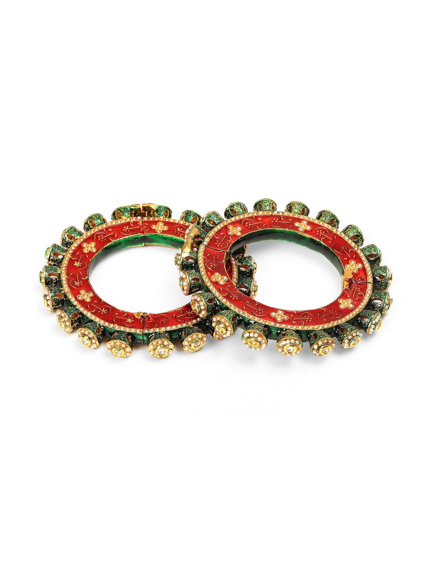 Meenakari Handcrafted Heavy Bangles (set of 2) - Ruby Raang - Swadesiicart