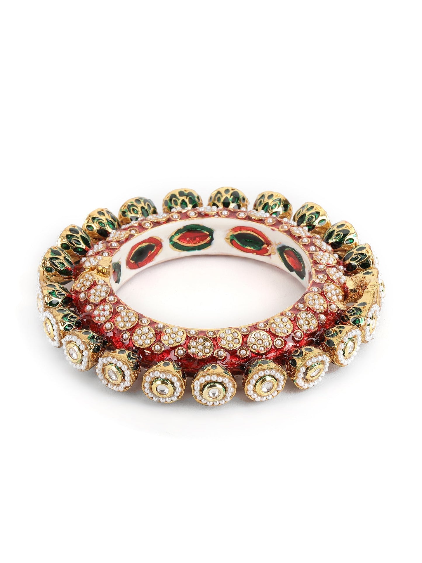 Red Meenakari Handcrafted Heavy Bangles (set of 2) - Ruby Raang - Swadesiicart