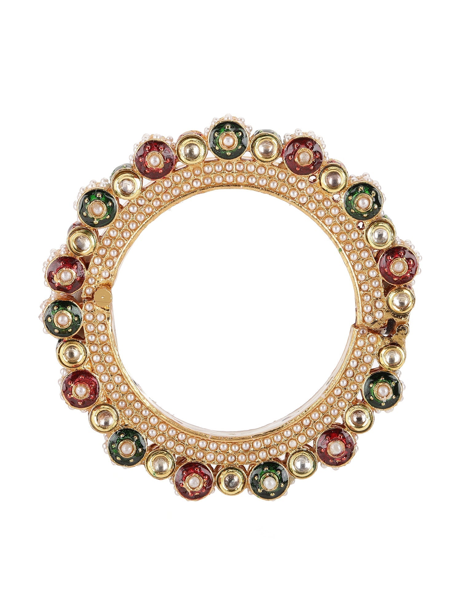 Pearl Meenakari Handcrafted Heavy Bangles (set of 2) - Ruby Raang - Swadesiicart