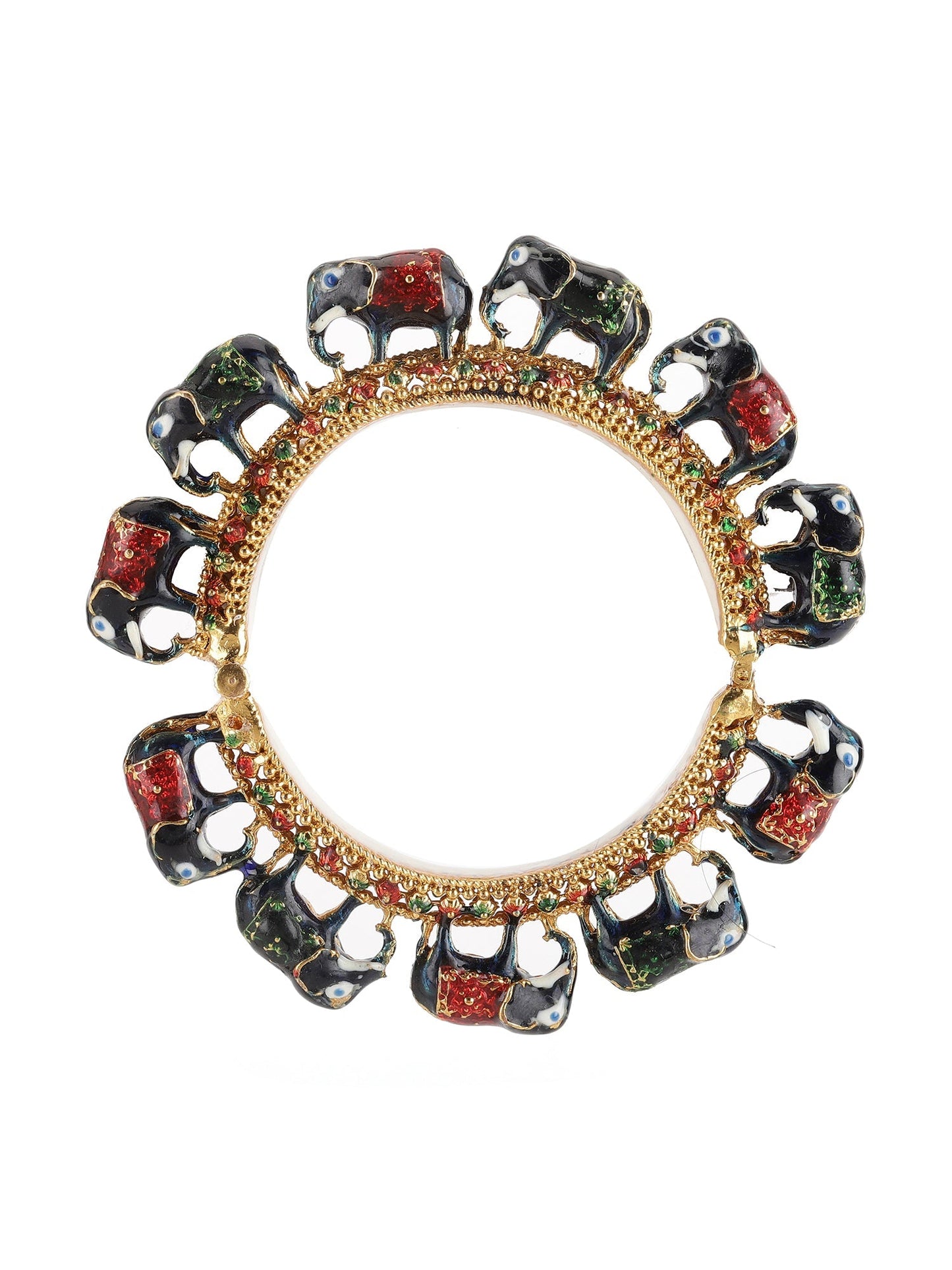 Elephant Blue Meenakari Handcrafted Heavy Bangles (set of 2) - Ruby Raang - Swadesiicart