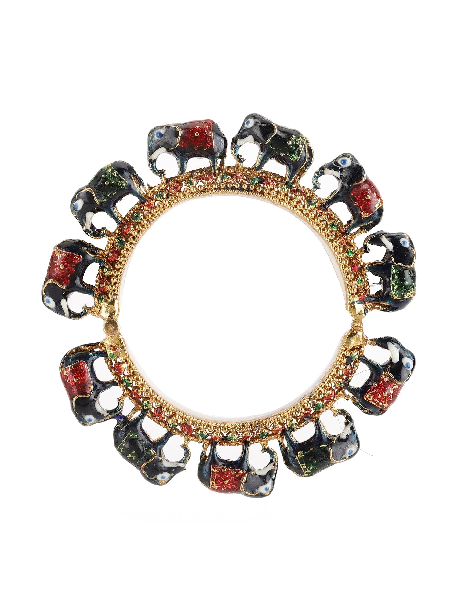 Elephant Blue Meenakari Handcrafted Heavy Bangles (set of 2) - Ruby Raang - Swadesiicart