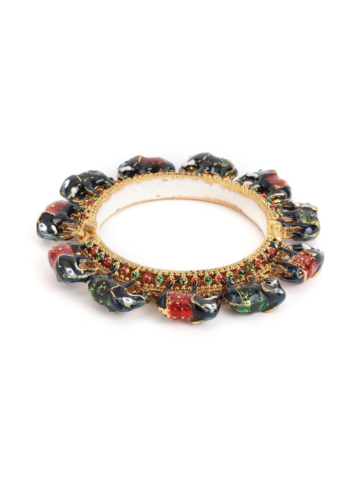 Elephant Blue Meenakari Handcrafted Heavy Bangles (set of 2) - Ruby Raang - Swadesiicart