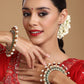 Oversized Pearl Meenakari Handcrafted Heavy Bangles (set of 2) - Ruby Raang - Swadesiicart