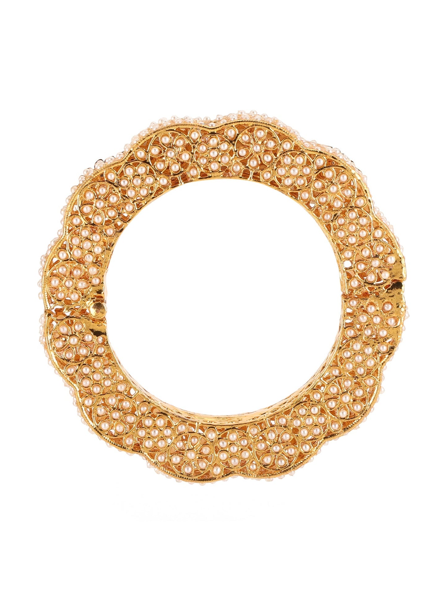Golden Pearl Handcrafted Heavy Bangles (set of 2) - Ruby Raang - Swadesiicart