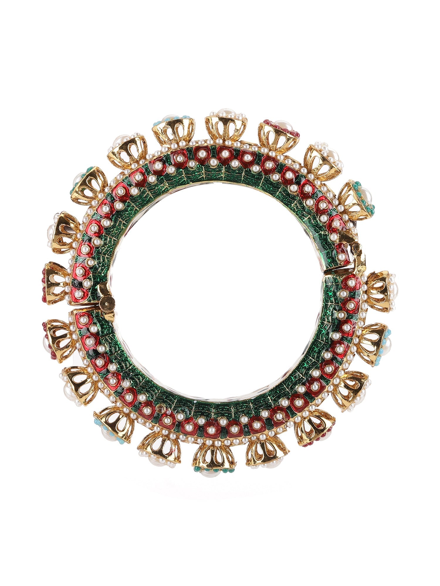Multi Meenakari Handcrafted Heavy Bangles (set of 2) - Ruby Raang - Swadesiicart