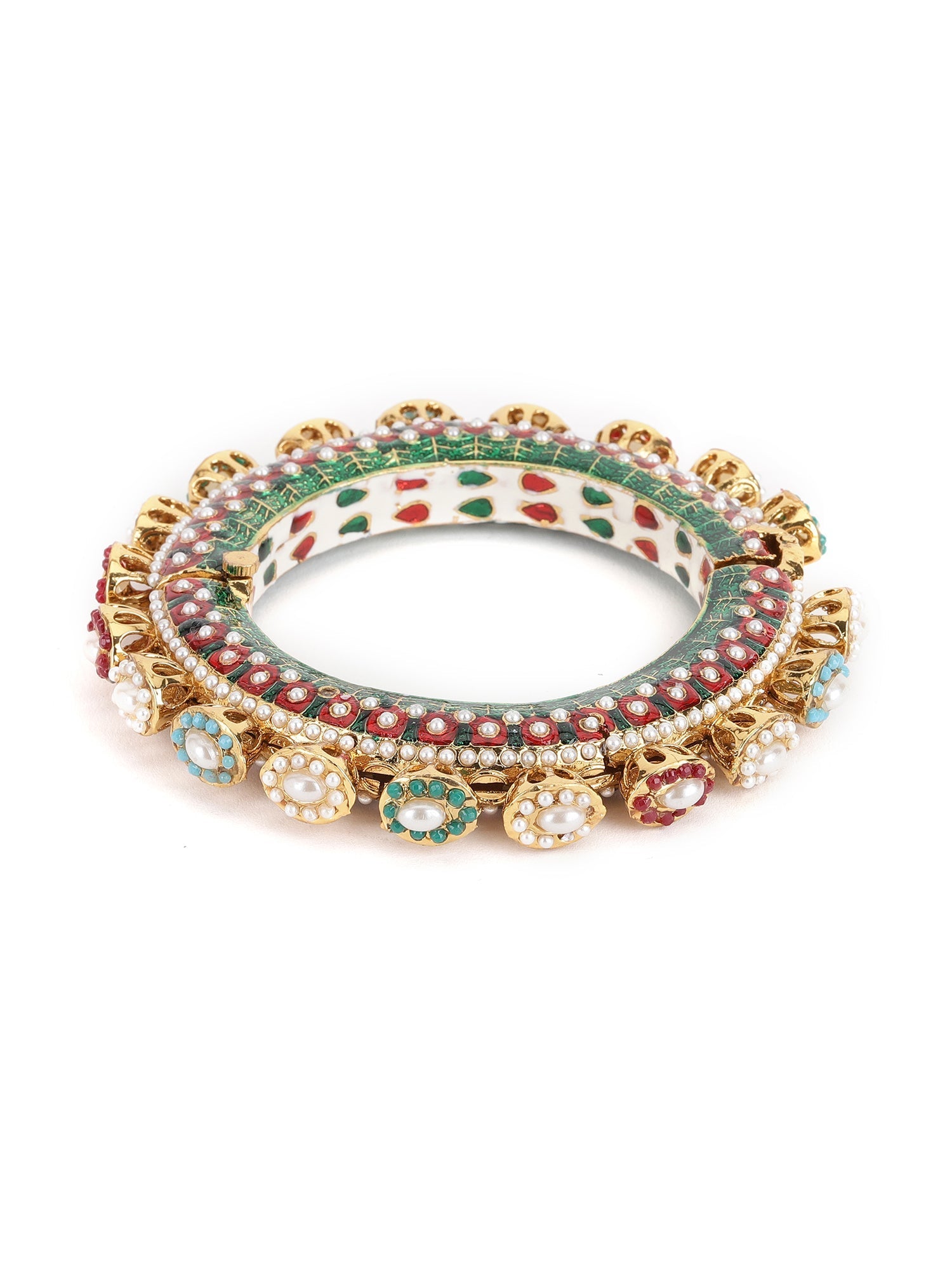 Multi Meenakari Handcrafted Heavy Bangles (set of 2) - Ruby Raang - Swadesiicart