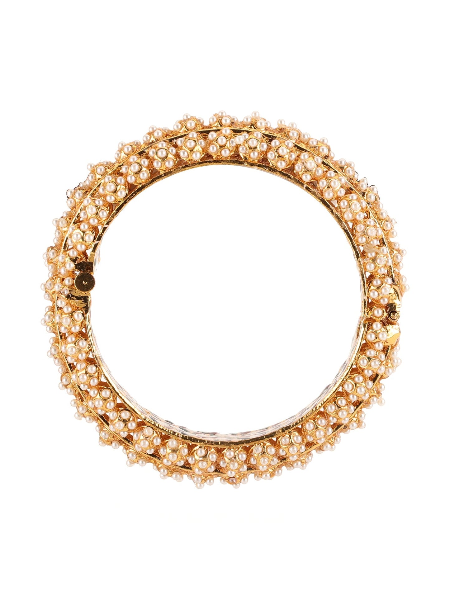 Handcrafted Pearl Heavy Bangles (set of 2) - Ruby Raang - Swadesiicart