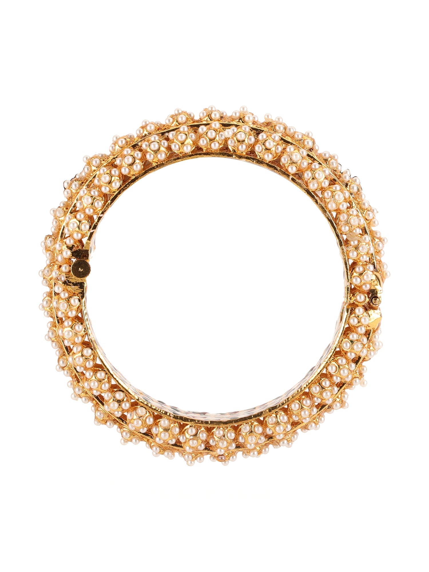 Handcrafted Pearl Heavy Bangles (set of 2) - Ruby Raang - Swadesiicart