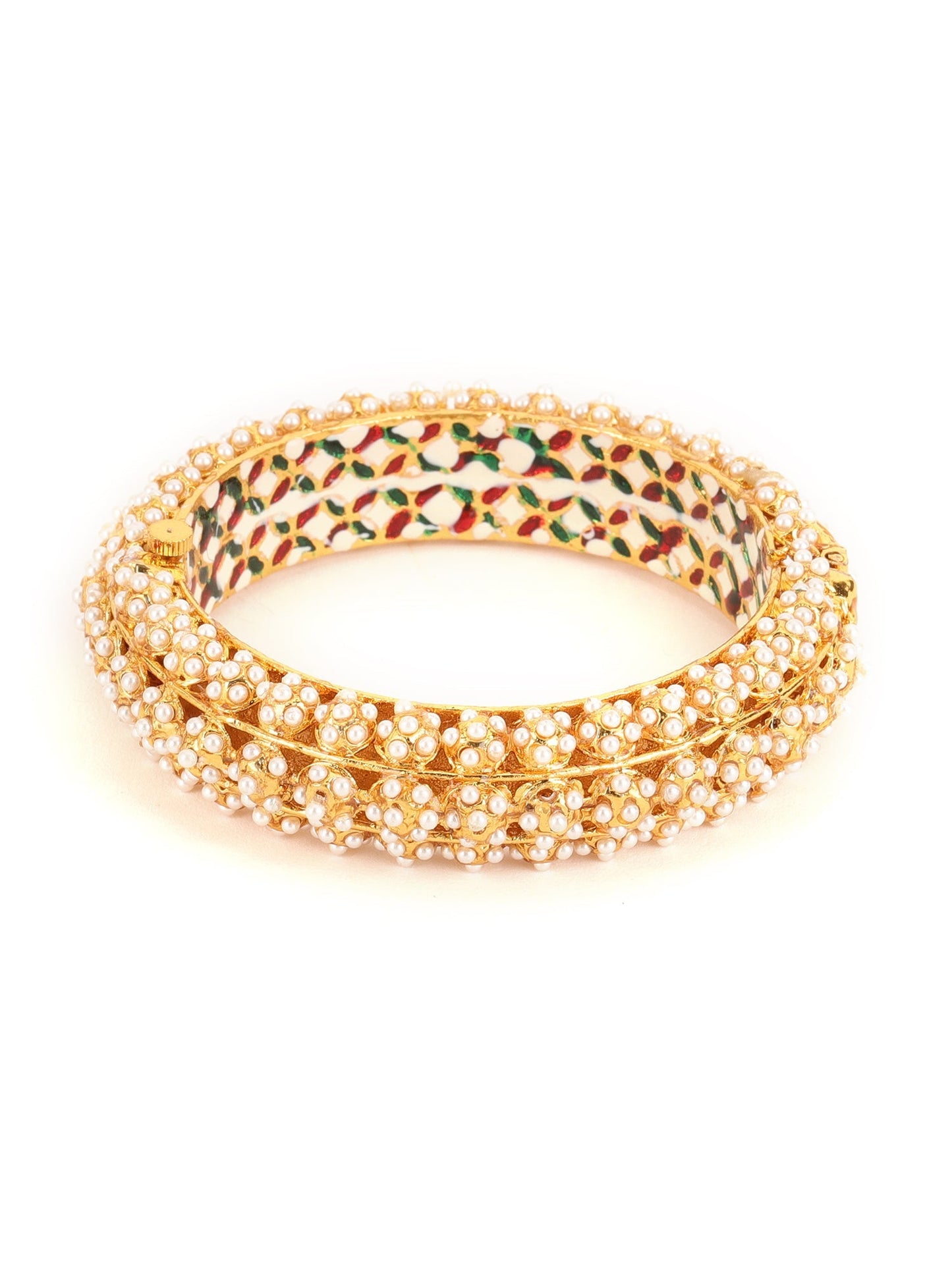Handcrafted Pearl Heavy Bangles (set of 2) - Ruby Raang - Swadesiicart