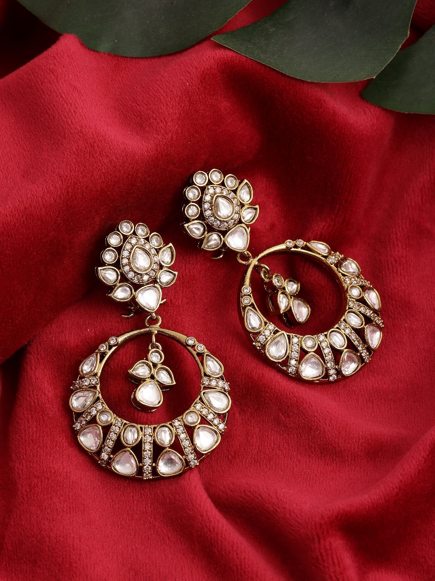 Chand Kundan Earrings - Ruby Raang | Swadesiicart