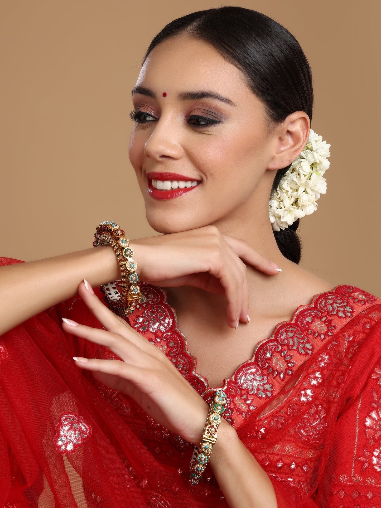 Handcrafted Heavy Bangles (set of 2) - Ruby Raang - Swadesiicart