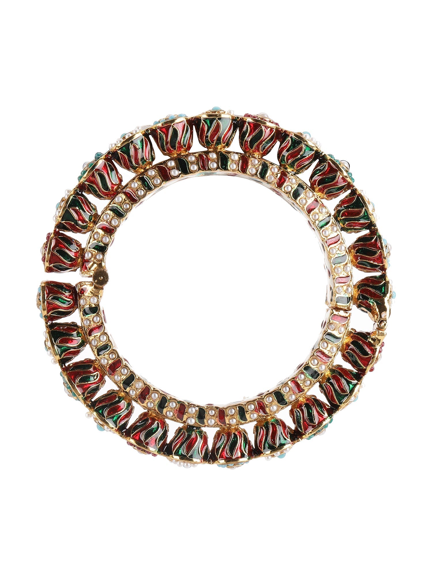 Handcrafted Heavy Bangles (set of 2) - Ruby Raang - Swadesiicart
