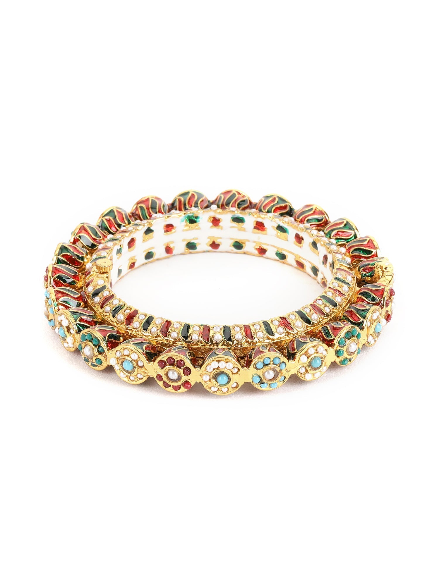 Handcrafted Heavy Bangles (set of 2) - Ruby Raang - Swadesiicart
