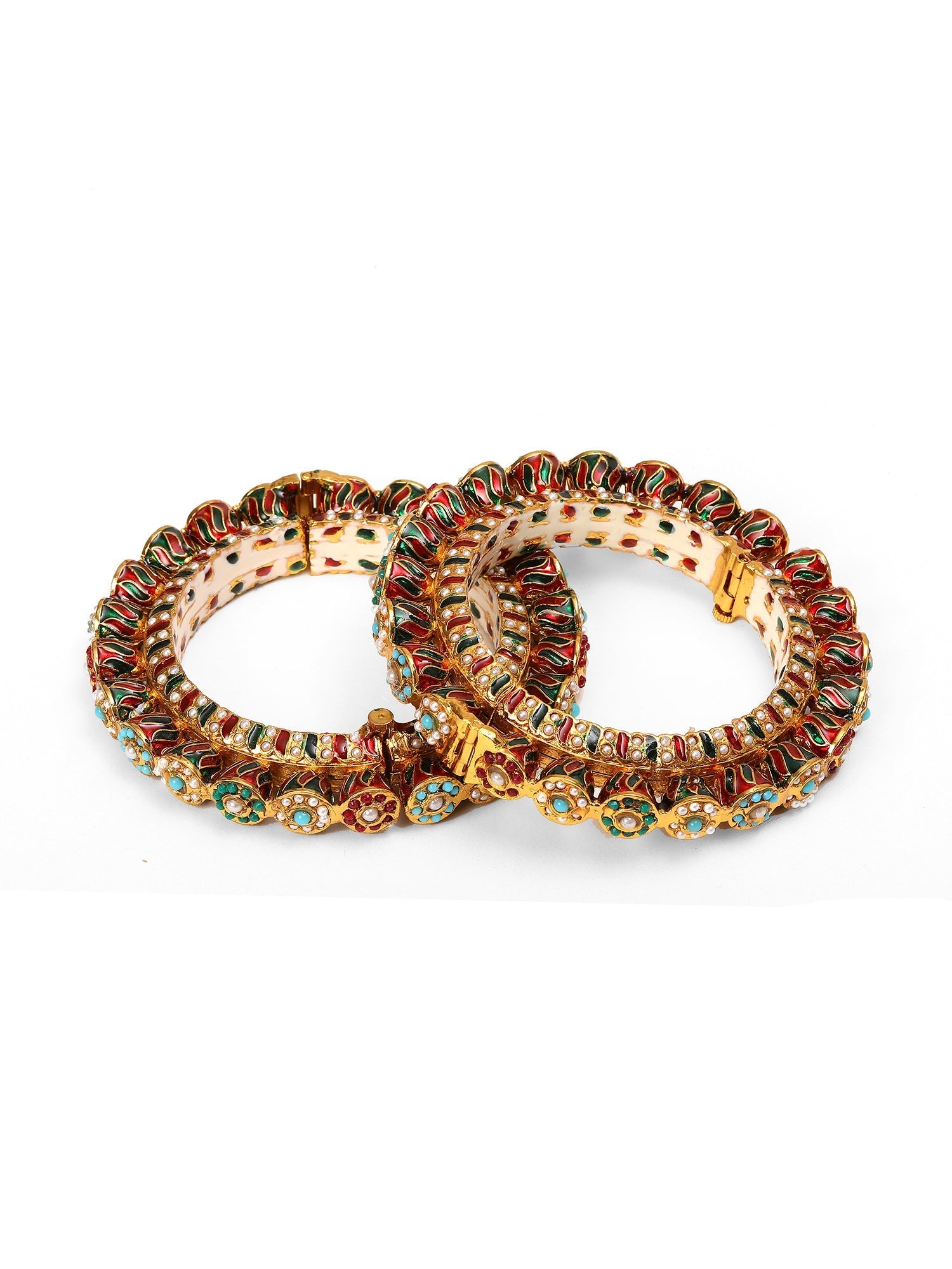 Handcrafted Heavy Bangles (set of 2) - Ruby Raang - Swadesiicart