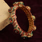 Rajwada Red - Green Hues Handcrafted Heavy Bangle - Ruby Raang - Swadesiicart