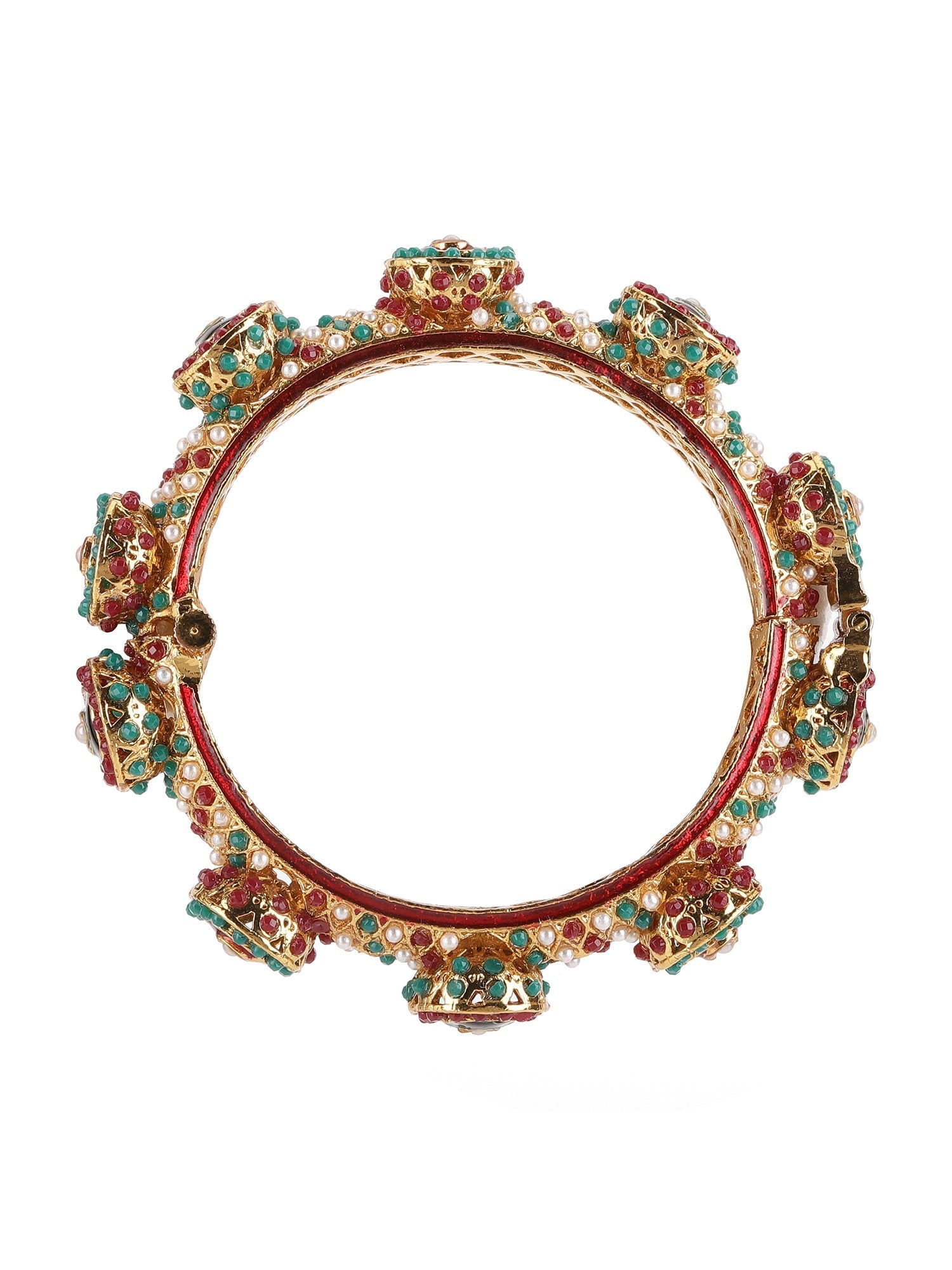 Rajwada Red - Green Hues Handcrafted Heavy Bangle - Ruby Raang - Swadesiicart