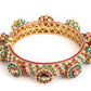 Rajwada Red - Green Hues Handcrafted Heavy Bangle - Ruby Raang - Swadesiicart