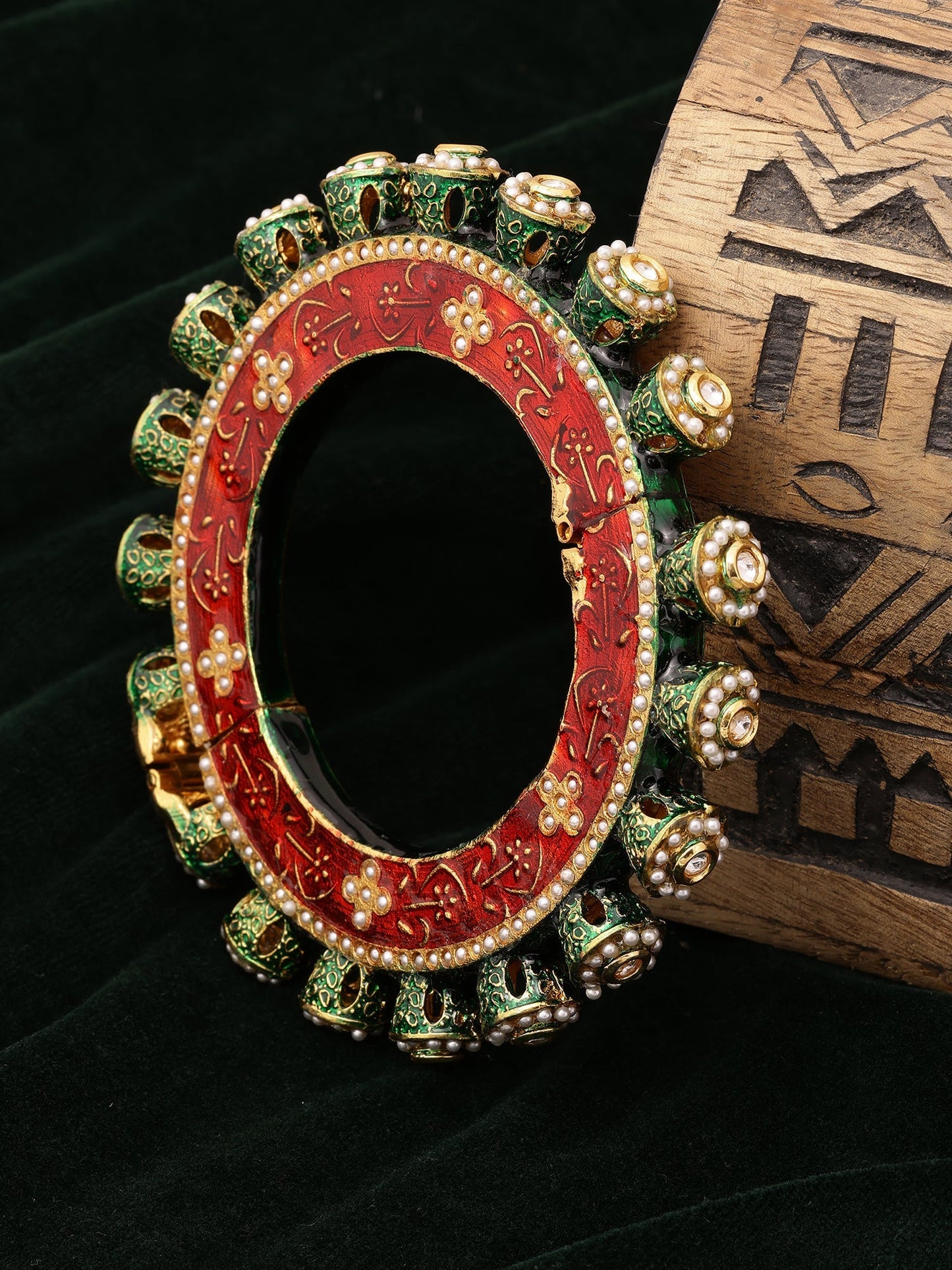 Meenakari Handcrafted Heavy Bangle - Ruby Raang - Swadesiicart