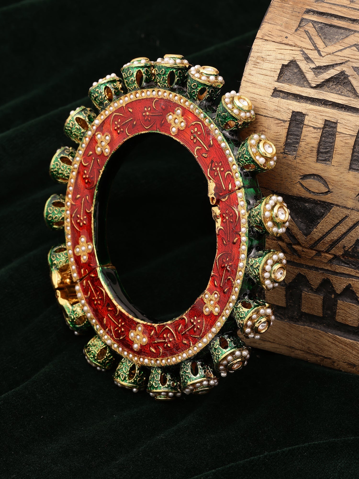 Meenakari Handcrafted Heavy Bangle - Ruby Raang - Swadesiicart