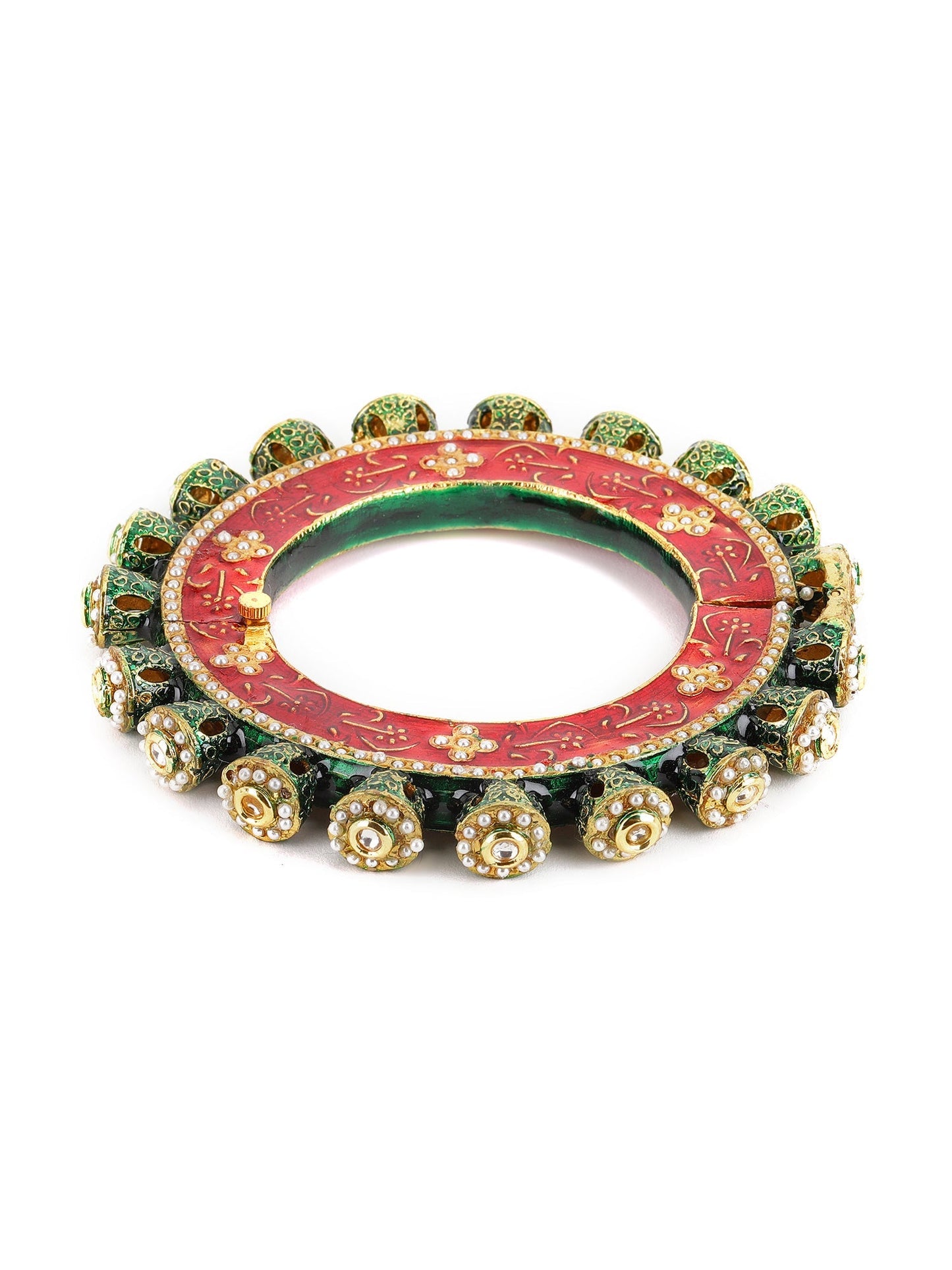 Meenakari Handcrafted Heavy Bangle - Ruby Raang - Swadesiicart