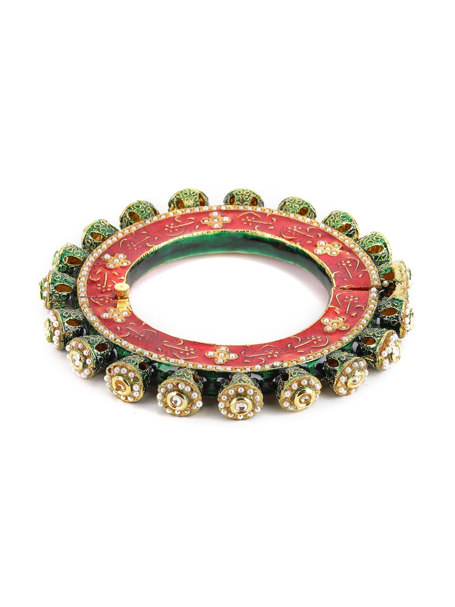 Meenakari Handcrafted Heavy Bangle - Ruby Raang - Swadesiicart