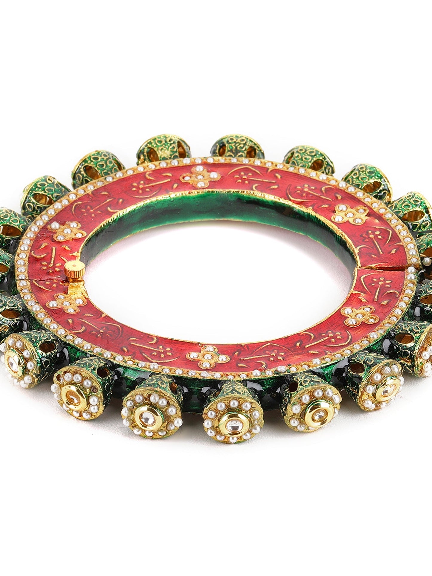 Meenakari Handcrafted Heavy Bangle - Ruby Raang - Swadesiicart
