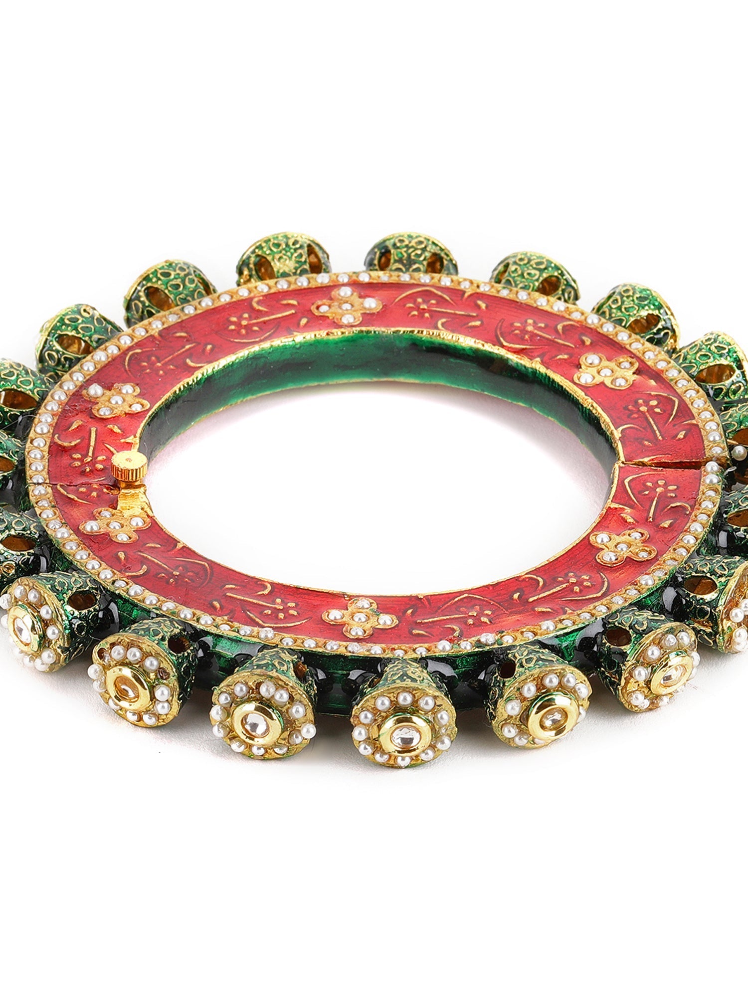 Meenakari Handcrafted Heavy Bangle - Ruby Raang - Swadesiicart