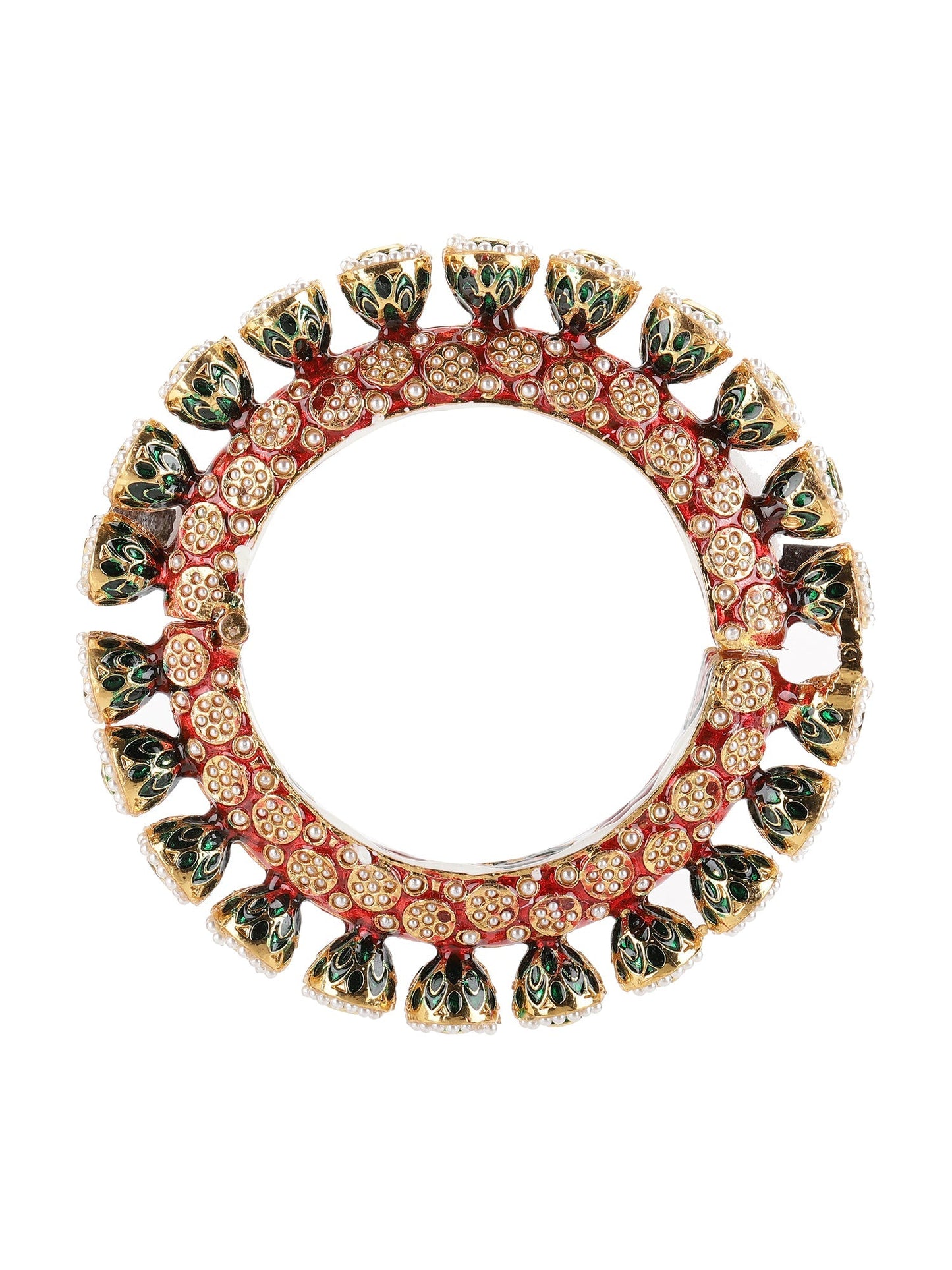 Red Meenakari Handcrafted Heavy Bangle - Ruby Raang - Swadesiicart