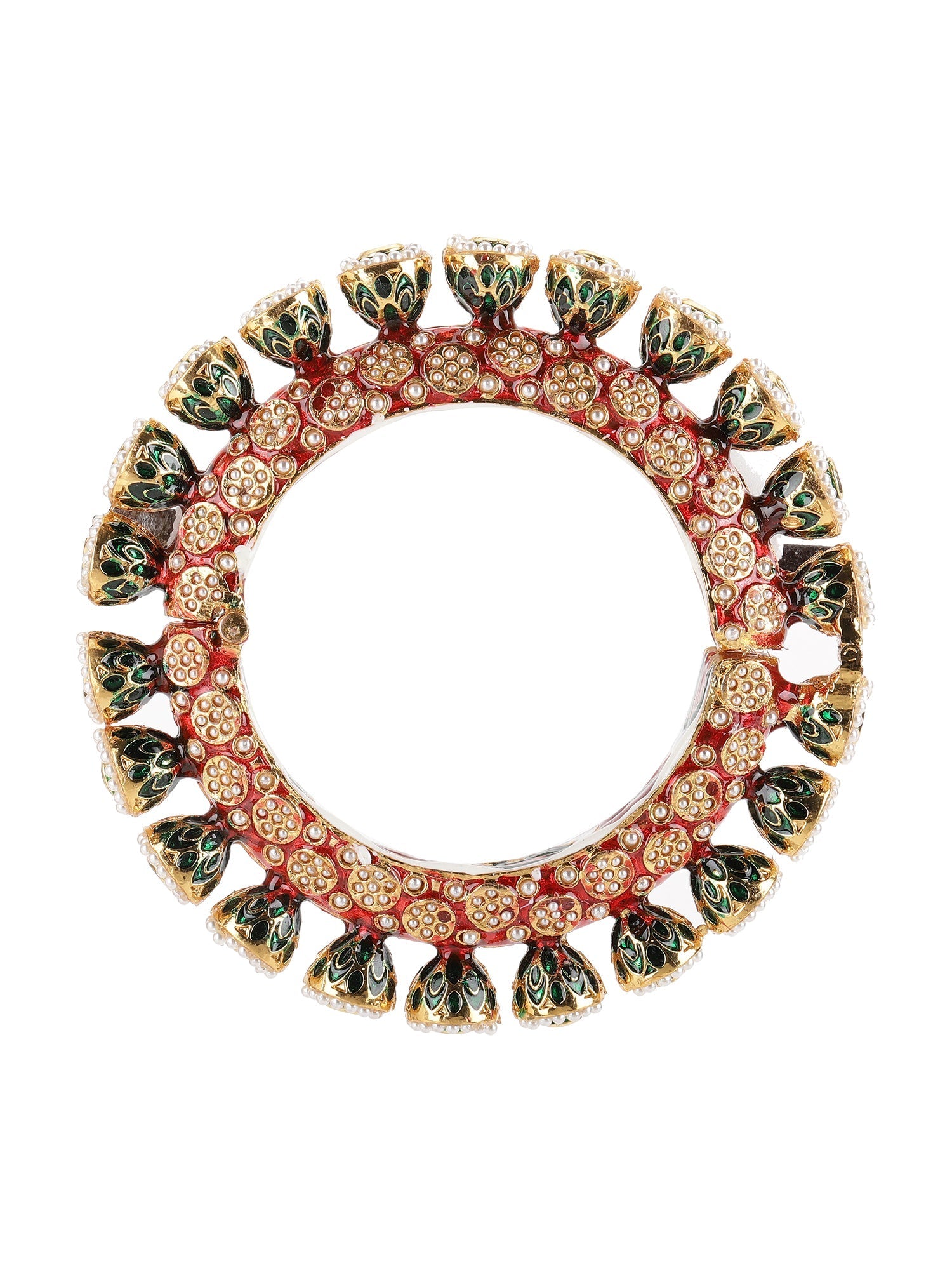 Red Meenakari Handcrafted Heavy Bangle - Ruby Raang - Swadesiicart