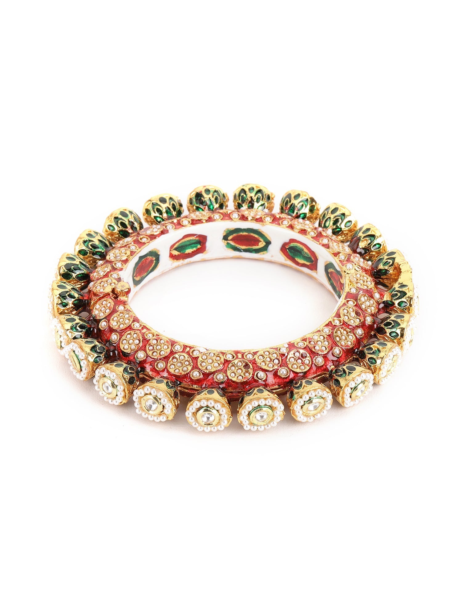Red Meenakari Handcrafted Heavy Bangle - Ruby Raang - Swadesiicart