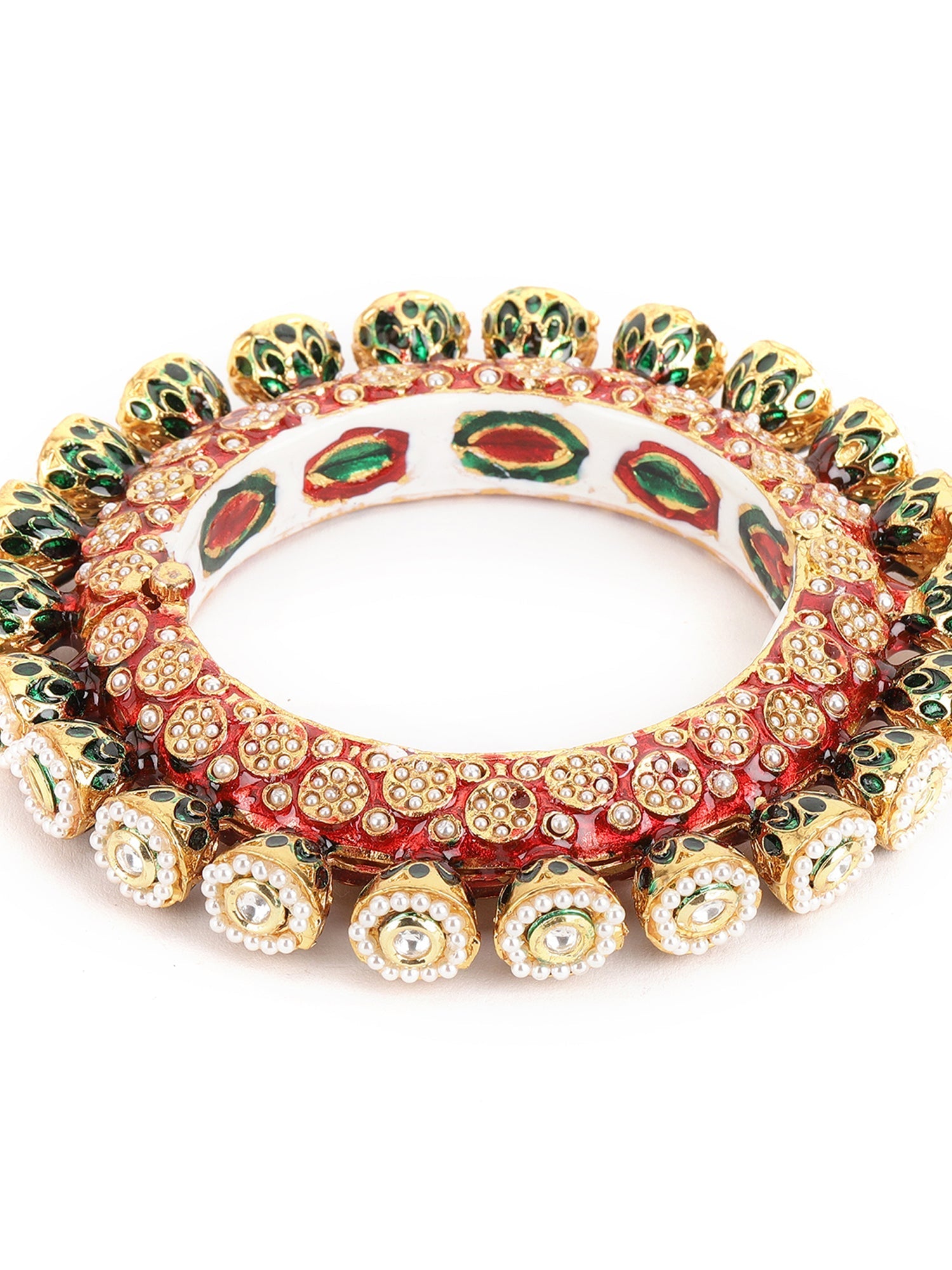 Red Meenakari Handcrafted Heavy Bangle - Ruby Raang - Swadesiicart