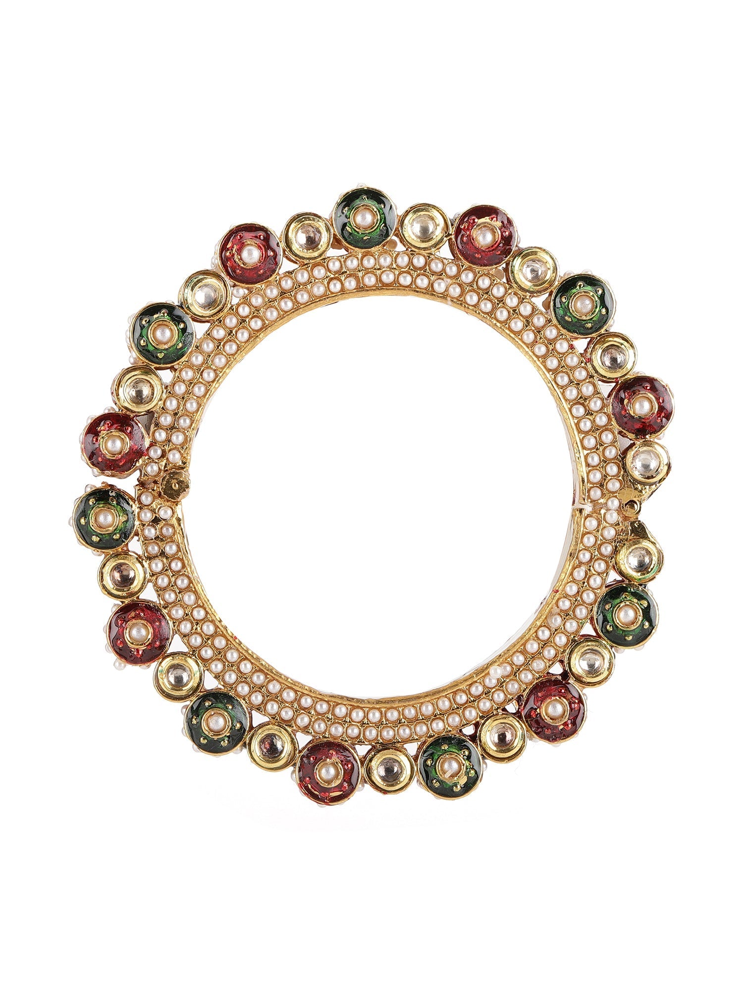 Pearl Meenakari Handcrafted Heavy Bangle - Ruby Raang - Swadesiicart