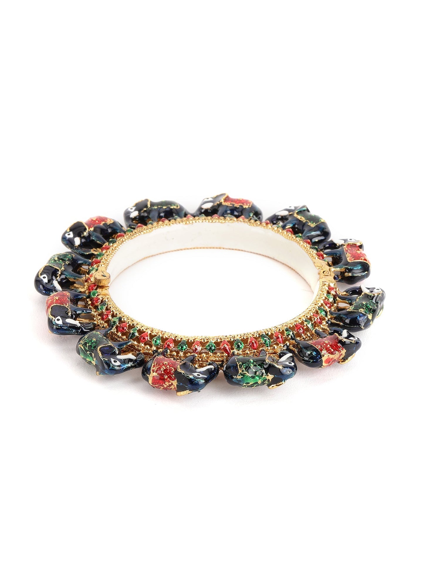 Elephant Blue Meenakari Handcrafted Heavy Bangle - Ruby Raang - Swadesiicart