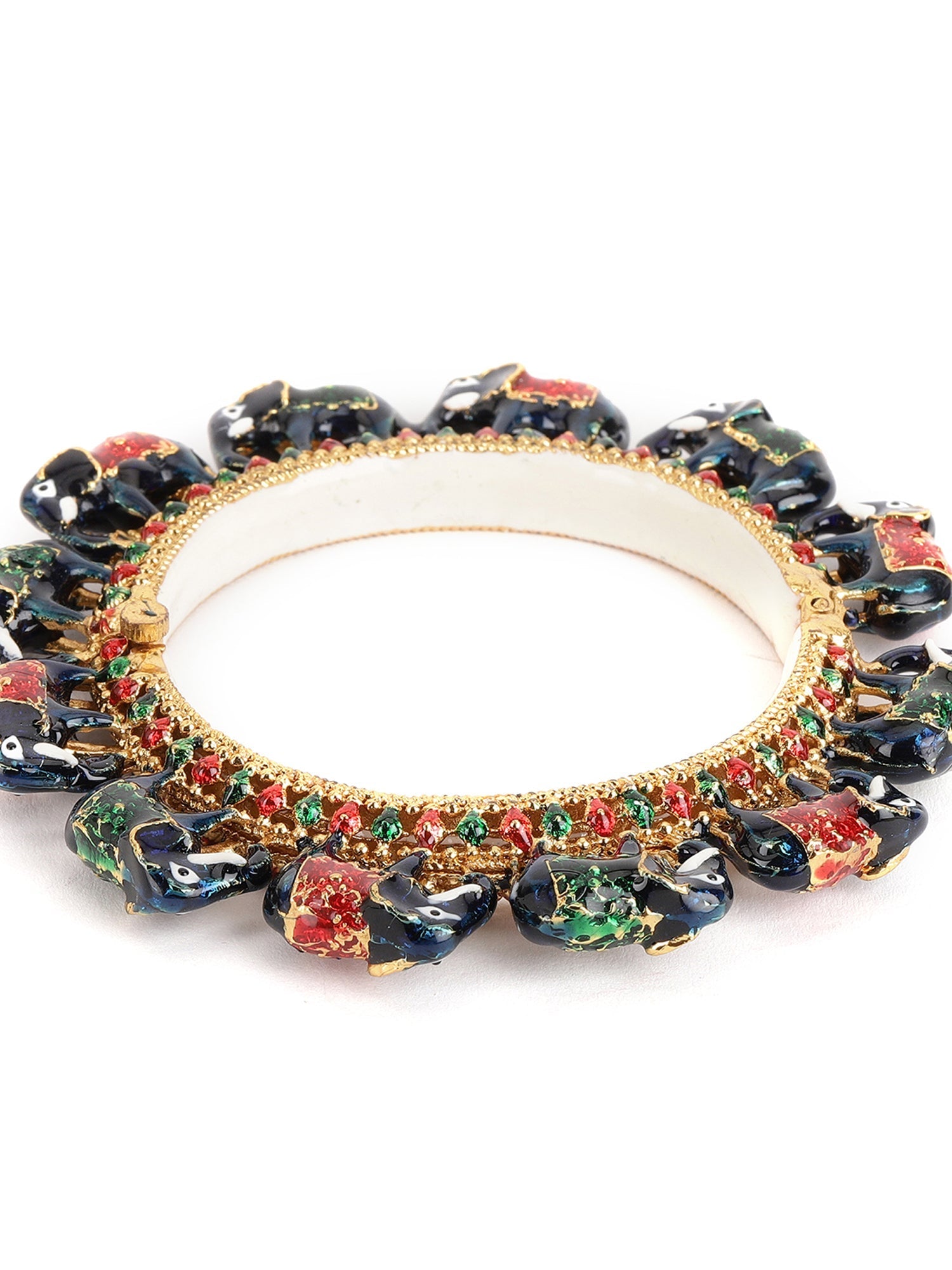 Elephant Blue Meenakari Handcrafted Heavy Bangle - Ruby Raang - Swadesiicart