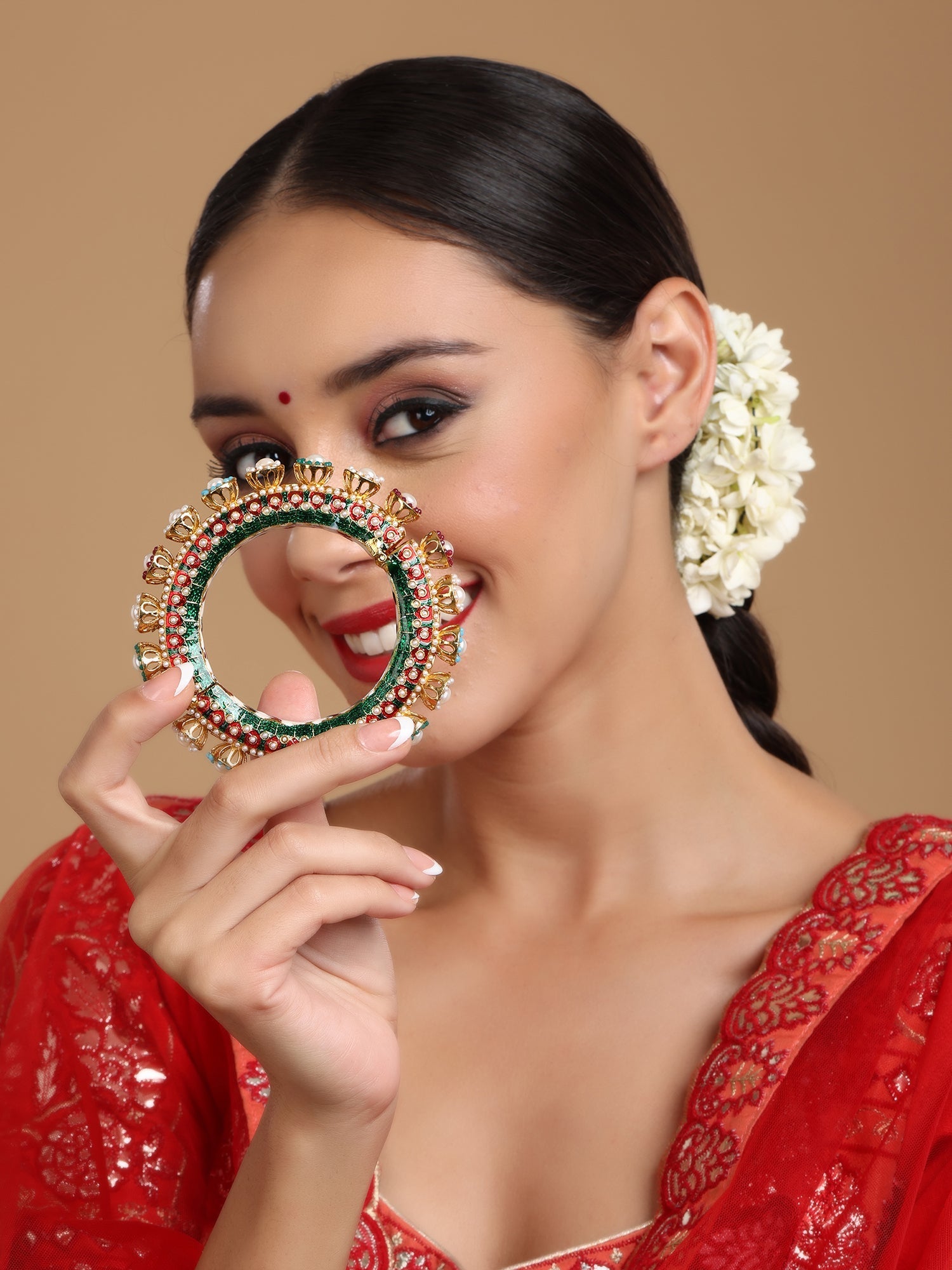 Multi Meenakari Handcrafted Heavy Bangle - Ruby Raang - Swadesiicart