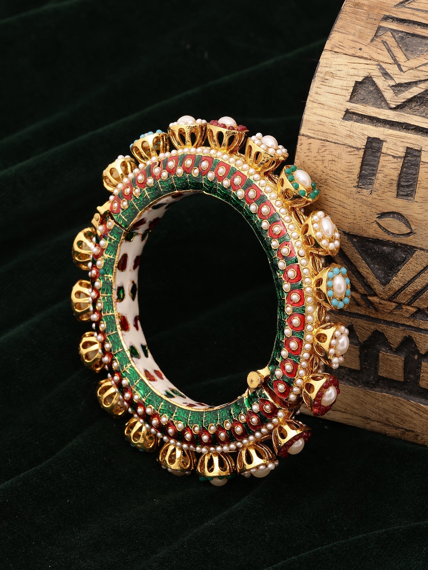 Multi Meenakari Handcrafted Heavy Bangle - Ruby Raang - Swadesiicart