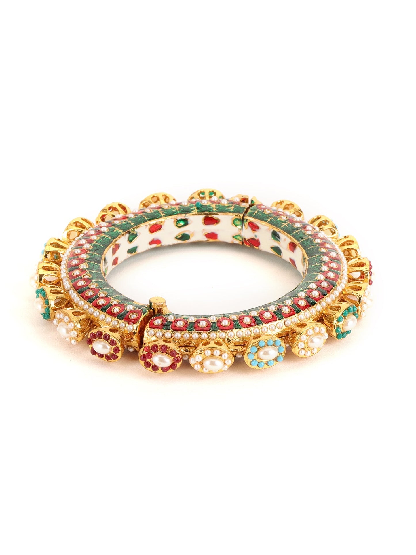 Multi Meenakari Handcrafted Heavy Bangle - Ruby Raang - Swadesiicart