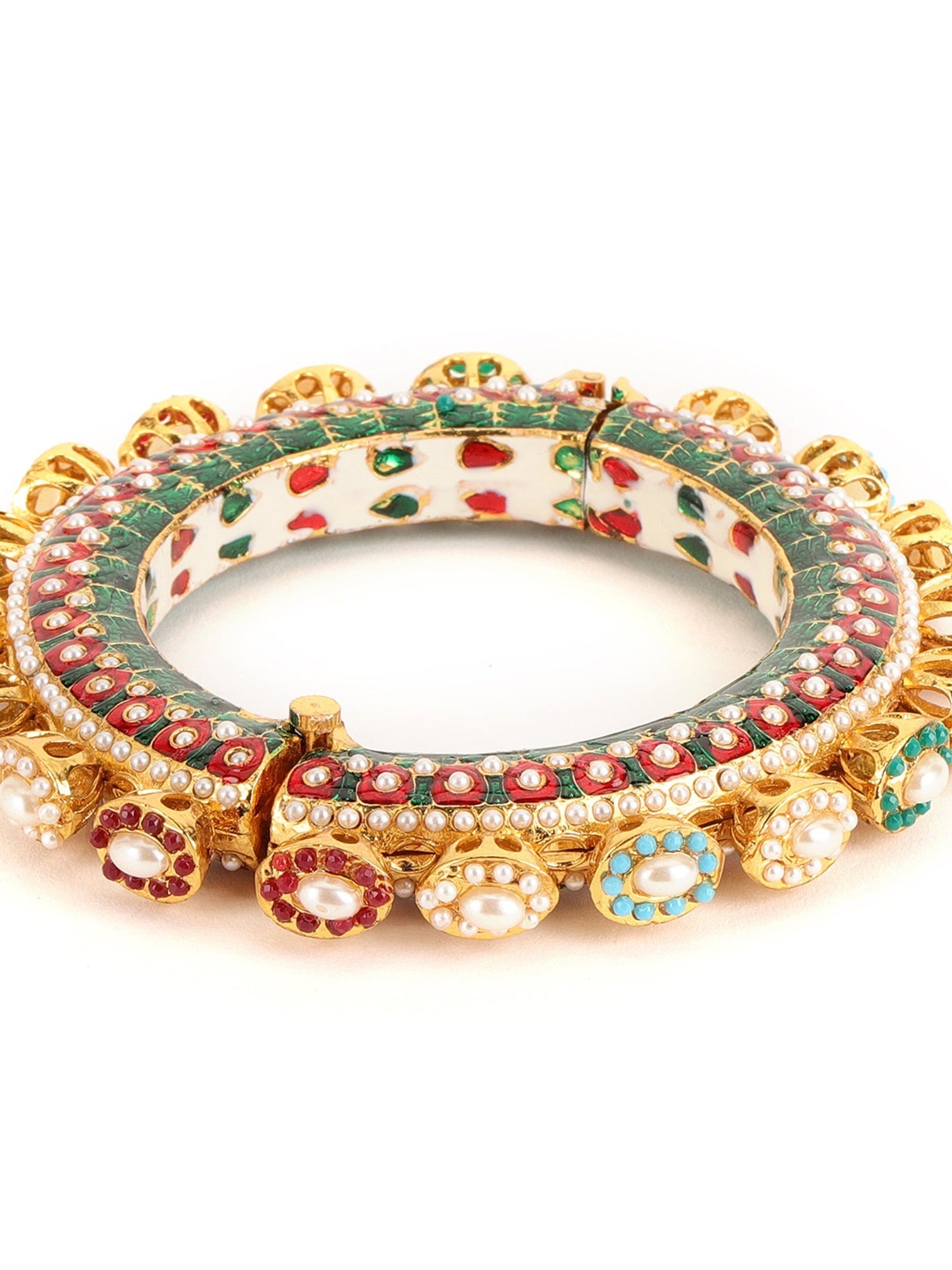 Multi Meenakari Handcrafted Heavy Bangle - Ruby Raang - Swadesiicart