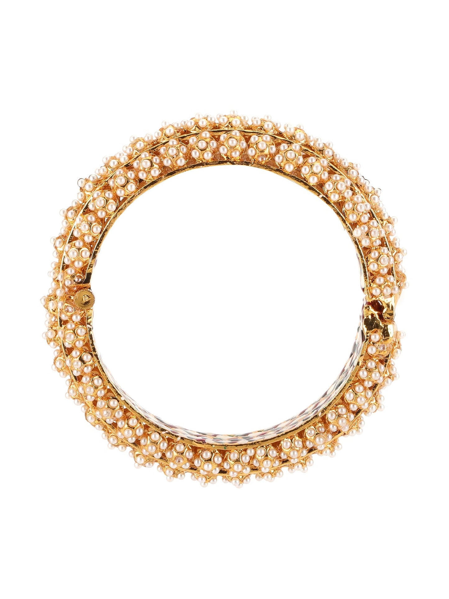 Handcrafted Pearl Heavy Bangle - Ruby Raang - Swadesiicart