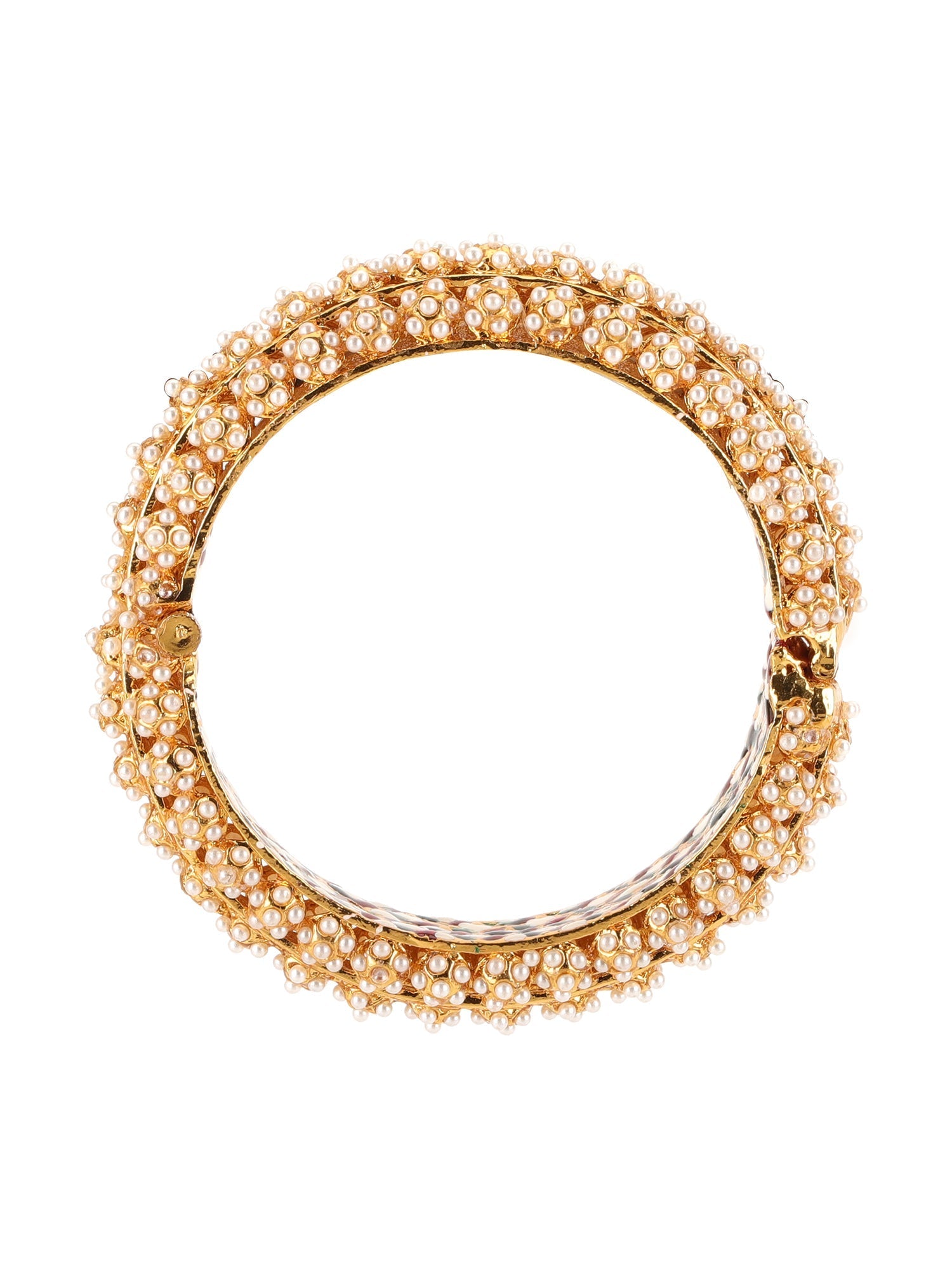 Handcrafted Pearl Heavy Bangle - Ruby Raang - Swadesiicart