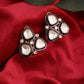 Three Stone Blue Meenakari Kundan Earrings - Ruby Raang - Swadesiicart