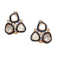 Three Stone Blue Meenakari Kundan Earrings - Ruby Raang - Swadesiicart