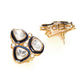 Three Stone Blue Meenakari Kundan Earrings - Ruby Raang - Swadesiicart