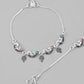 VOJ Set of 2 Silver Plated Stainless Steel Multi Color Anklet - Swadesiicart