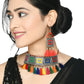 Mominos Fashion Johar Kamal Oxidised Silver-Plated Brass Finish Tassel Work Handicraft Choker For Women (Multi) | Swadesiicart