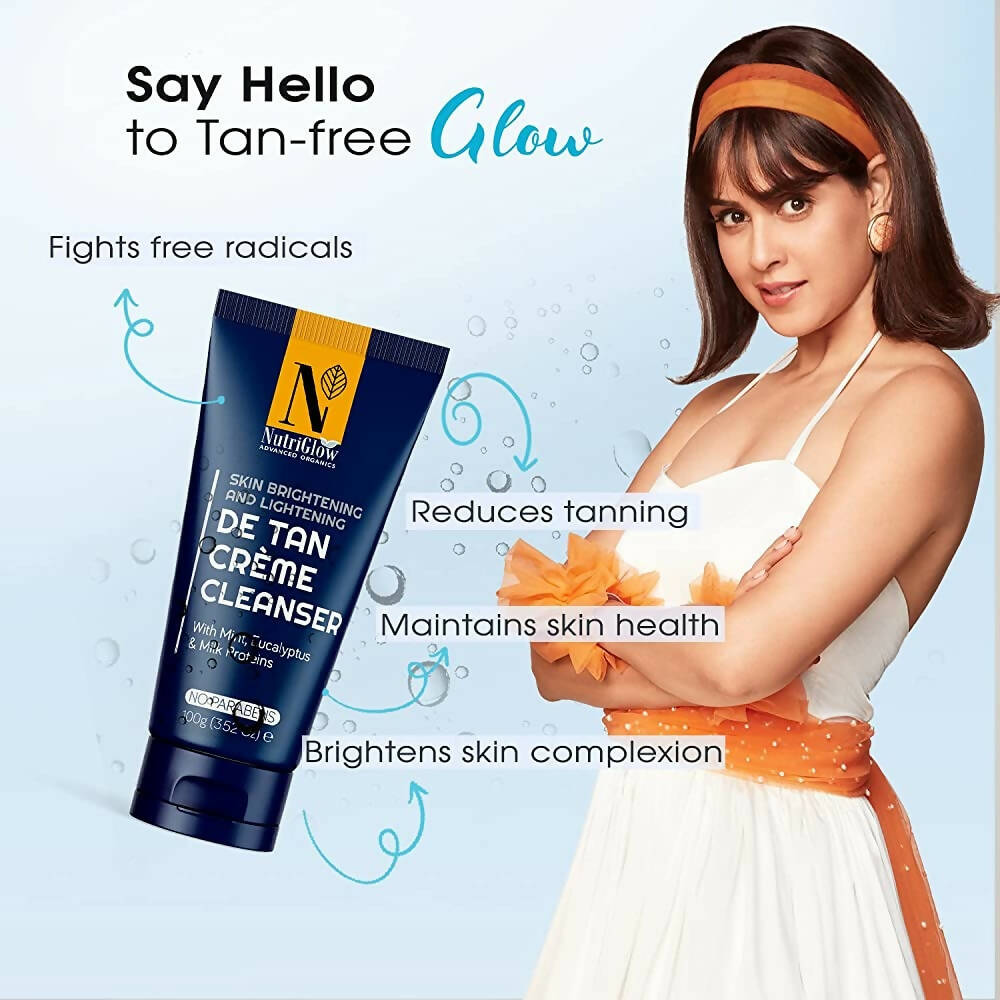 NutriGlow Advance Organics De Tan Cream Cleanser - Swadesiicart