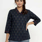 Miravan Women's Blue Printed Indigo Kurti - Swadesiicart