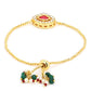 Women's Gold-Polished Pink Kundan Studded Brass Charm Bracelet - Ruby Raang - Swadesiicart