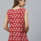 Ahalyaa Women Red & White Printed Pure Cotton Top | Swadesiicart